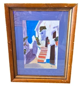 Vintage Mittelmeer Griechenland Original Aquarell Gemälde Signiert Passepartout... - Bild 1 von 8