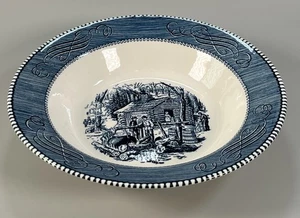 Royal Currier & Ives blauer Ahorn Zucker 9" Servierschale grüner Bodenstempel - Bild 1 von 13