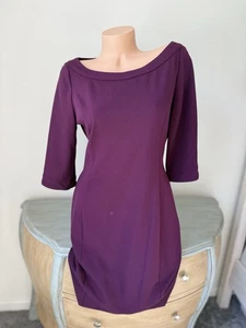 Vestido Calvin Klein 12 L Púrpura Vaina Berenjena Carrera Modesto Manga 3/4 Clásico - Imagen 1 de 12