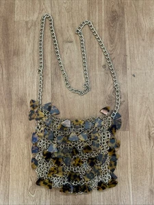 Unique Acrylic Tortoiseshell & Gold Chain Design Handbag Shoulder Bag - Picture 1 of 5