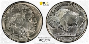 1937-P Buffalo Nickel, PCGS MS67, Strong Strike! - Picture 1 of 3