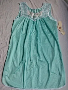 Vintage Claudia Phillips Blue Embroidered Lace Nightgown Large Made in USA NOS - Picture 1 of 9