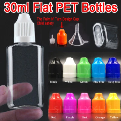 30ml Plastic Empty Flat Dropper Bottles Liquid Oil Water PET Container Wholesale