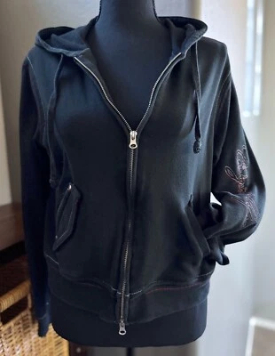 Cowgirl Up Womens Black Red Stitched Studded Full Zip Hoodie L Large - Image 1 of 3