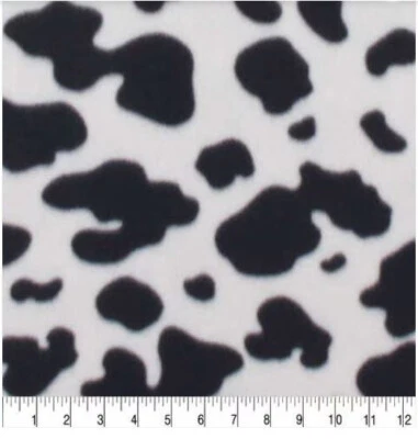 BLIZZARD FLEECE Sewing Fabric 1.333 Yards x 59" COW PRINT on White Background - Image 1 of 3
