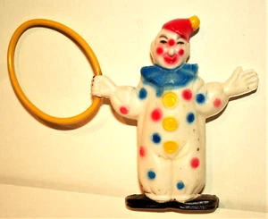 Payaso de circo de plástico de colección con aro taza adorno de pastel sellado años 60 nuevo en stock - Imagen 1 de 3