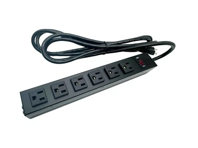 10FT 14AWG 6-Outlet Metal Power Strip, Mountable, 5-15P to 5-15R, 125V, 15A, UL - Image 1 of 4