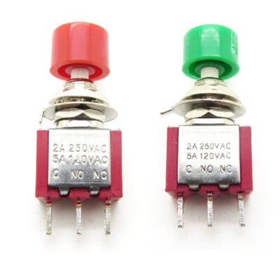 Momentary Red Green Push Button Micro Switch Click SPDT NO-COM-NC 3-Pin 6mm 5pcs - Image 1 of 2