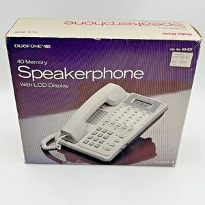 Vintage Radio Shack Duofone 185 Telephone Speakerphone 40 memory 43-611 NEW - Zdjęcie 1 z 6