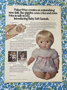 Muñeca Fisher Price Baby Soft Sounds 1980 vintage impresión solo anuncio - Imagen 1 de 7
