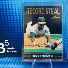 1991 Leaf #BC26 Rickey Henderson, Record Steals, Oakland A's, Hall of Fame, EXMT