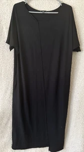 Maxi Vestido OSKA Favorecedor Negro Playa Vacaciones Bolsillos Jersey Relajado Talla 1 - Imagen 1 de 9