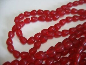 Red Glass Beads    30 Inch Strand   8 x 11 mm   Cone