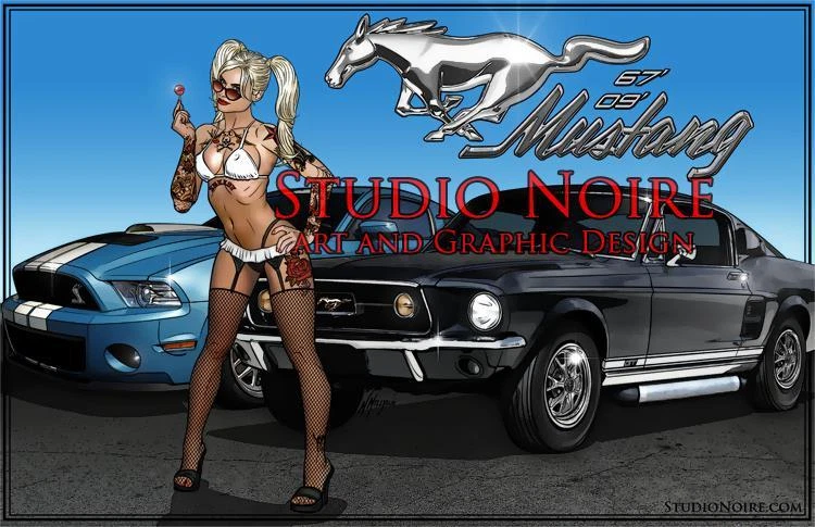 Ford Mustang Pinup Lowbrow Rockabilly Sexy Art Print 67 09 - Imagem 1 de 1