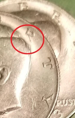 1983 P 50c "Kennedy Missing Back of Head" Overpolished Die Error Kennedy Half - Image 1 of 4