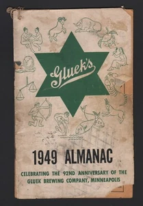 VINTAGE GLUEK'S BEER 1949 ALMANAC - 92nd Anniversary Edition, Minneapolis, Poor - Picture 1 of 2