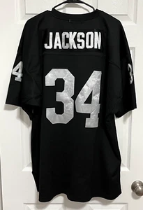 BO JACKSON 34 Oakland Raiders Men Black 1987 Throwbacks Jersey 54 Mitchell Ness - Picture 1 of 8