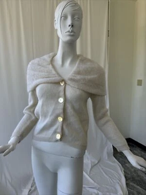 Cárdigan Suéter Vintage Jane Irwill Lana Adulto Marfil S/M Foto 1 de 4