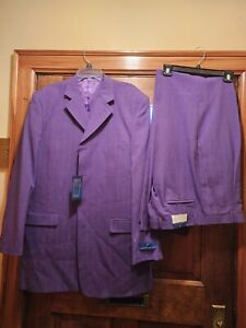 NWT Men's Giorgio Brutini Purple Pinstripe 3 PC Suit