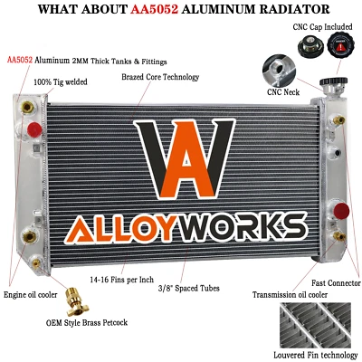 3 ROW RADIATOR FITS 1988-1994 CHEVY S10 BLAZER/1988-1991 GMC S15 JIMMY 4.3L  AT Foto 1 de 4