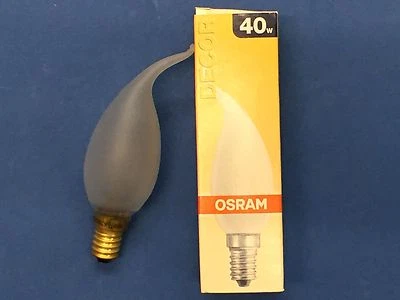 OSRAM Glühlampe Kerze Lampe Birne Satiniert 40W E14 Kerzenlampe Windstoß Decor  - Bild 1 von 4