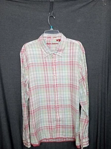 Report Collection Linen Shirt Men's XXL Resort Casual Plaid L/S Button Up - Picture 1 of 6