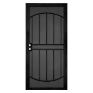 Black Steel Security Door Surface Mount with Expanded Metal Screen 32" x 80" - Picture 1 of 3