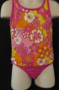 Traje de baño Speedo 2 piezas rosa naranja y amarillo con flores talla 6 - Imagen 1 de 3