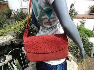 Bolso de mano para mujer Scully Leather B137 gamuza de cuero borgoña - Imagen 1 de 5