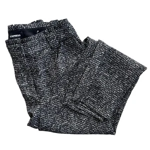 Pantaloni donna Express taglia 8 R nero bianco stampa maculata caviglia vita alta paperbag - Foto 1 di 16