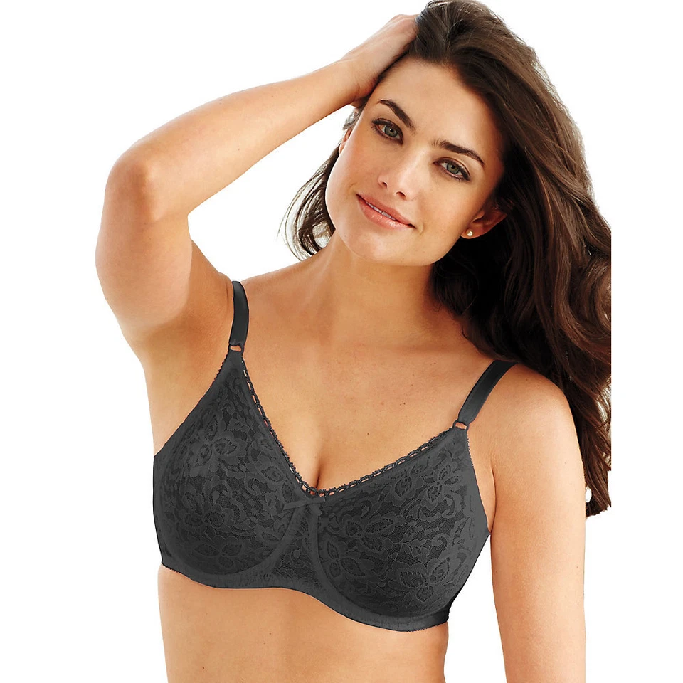 Bali 3432 Lace Smooth Seamless Underwire Bra Size 38c Black
