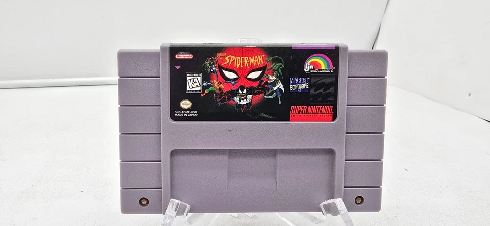 Spider-Man (SNES, 1994) Authentic, Working, Cleaned - Image 1 of 2