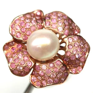Edelstein 11 Mm. Weiße Perle & Gelbe Saphir Schmuck Ring 925 Silber Größe 6.5 - Bild 1 von 4