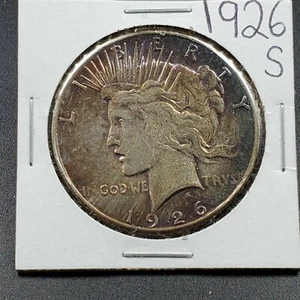 Moneda de dólar águila de plata 90 % paz S 1926 AU sobre UNC circulada tono ordenado - Imagen 1 de 4
