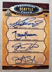 2012 SP Signature Ken Griffey Jr. Randy Johnson Hernandez Smoak Quad Auto 1/10 - Picture 1 of 2