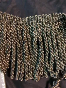 6 yards BULLION FRINGE 5.5" Black Beige Gold Upholstery Drapery Fabric Trim - Picture 1 of 5