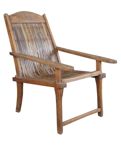Antique British Colonial Anglo Indian Teak Split Reed Rattan Plantation Chair Cover