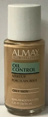 2 x Almay Oil Control Makeup  Fragrance Free For Oily Skin PORCELAIN BEIGE 1.25 - Image 1 of 2