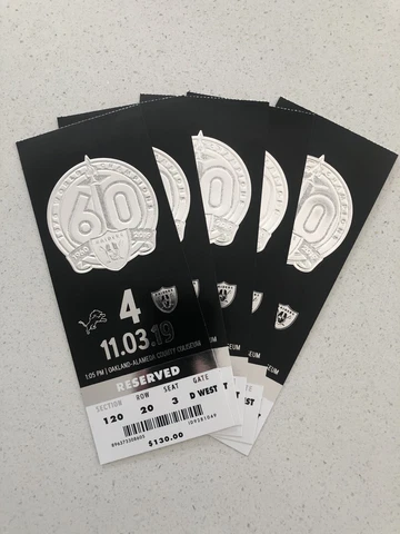OAKLAND RAIDERS SEASON TICKET STUB vs DETROIT LIONS 11/3/2019 MINT & UNUSED Cover