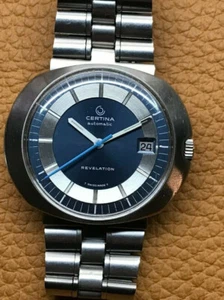 Certina Revelation Automatic Uhr seltenes  Blue Silver Dial mit original Band - Bild 1 von 5