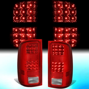 FOR 2007-2014 GMC SIERRA CHROME HOUSING RED LENS LED TAIL LIGHT/BRAKE LAMPS - Picture 1 of 10