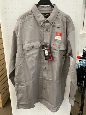 Ariat FR Work Shirt Mens Large Flame Resistant Gray Button Up Long Sleeve - Image 1 of 4