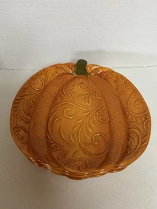 Pier 1 One Imports ~ Pumpkin ~ Set Of 4 Luncheon Plate ~ 8 1/2" New With Sticker - Picture 1 of 7