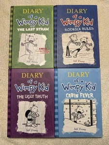Diary of A Wimpy Kid Book Series,  By Jeff Kinney, Lot of 4, Hardcover, Good - Picture 1 of 4