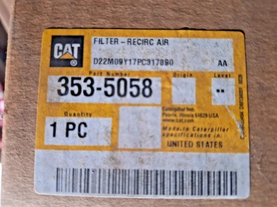 New Cat 353-5058 Caterpillar Cabin Air Filter OEM - Image 1 of 3