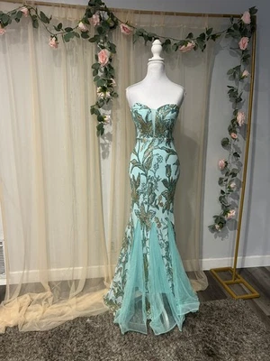 Faeriesty Elegant Tube Sleeveless Mesh Insert Sequin Mermaid Dress - Image 1 of 4