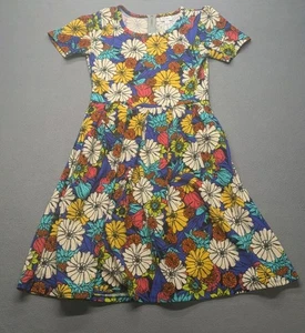 Abito Lularoe Amelia medio floreale multicolore tasche laterali vestibilità tg 10-12 - Foto 1 di 5