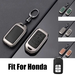 Zinc Alloy Leather Car Key Fob Case Cover Bag For Honda CR-V HR-V Civic Passport - Picture 1 of 10