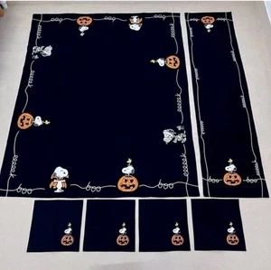 Snoopy Halloween Tischdecke Servietten Tischläufer schwarz Tuch bestickt Erdnüsse - Bild 1 von 14