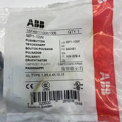 ABB MP1-10W PUSH BUTTON, TRYCKKNAPP 1SFA611100R1005, MP110W NEW - Image 1 of 4